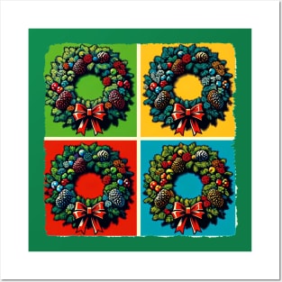 Whimsical Wreath: Pop Art’s Festive Circle of Joy - Classic Christmas Posters and Art